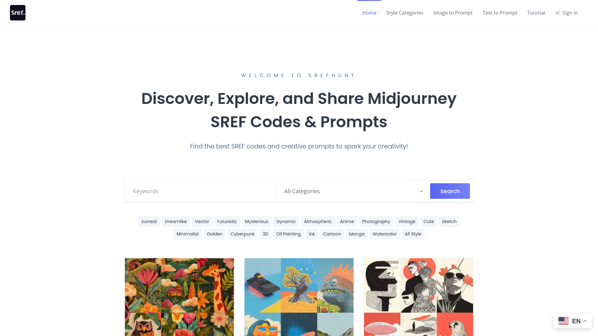 SrefHunt - Midjourney SREF Codes Library
